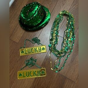 St. Patrick's Day Accessories - Necklace Set & Sequined Hat